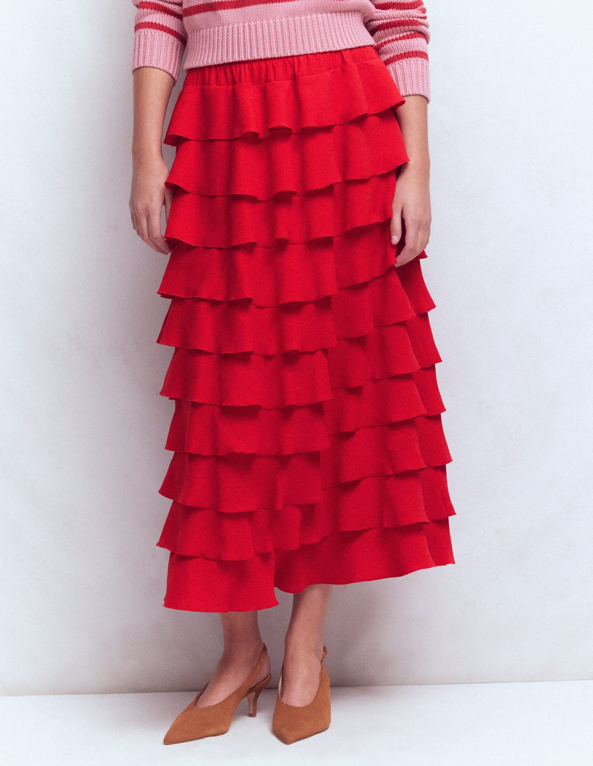 Tiered Maxi Skirt-Salsa - Image 4