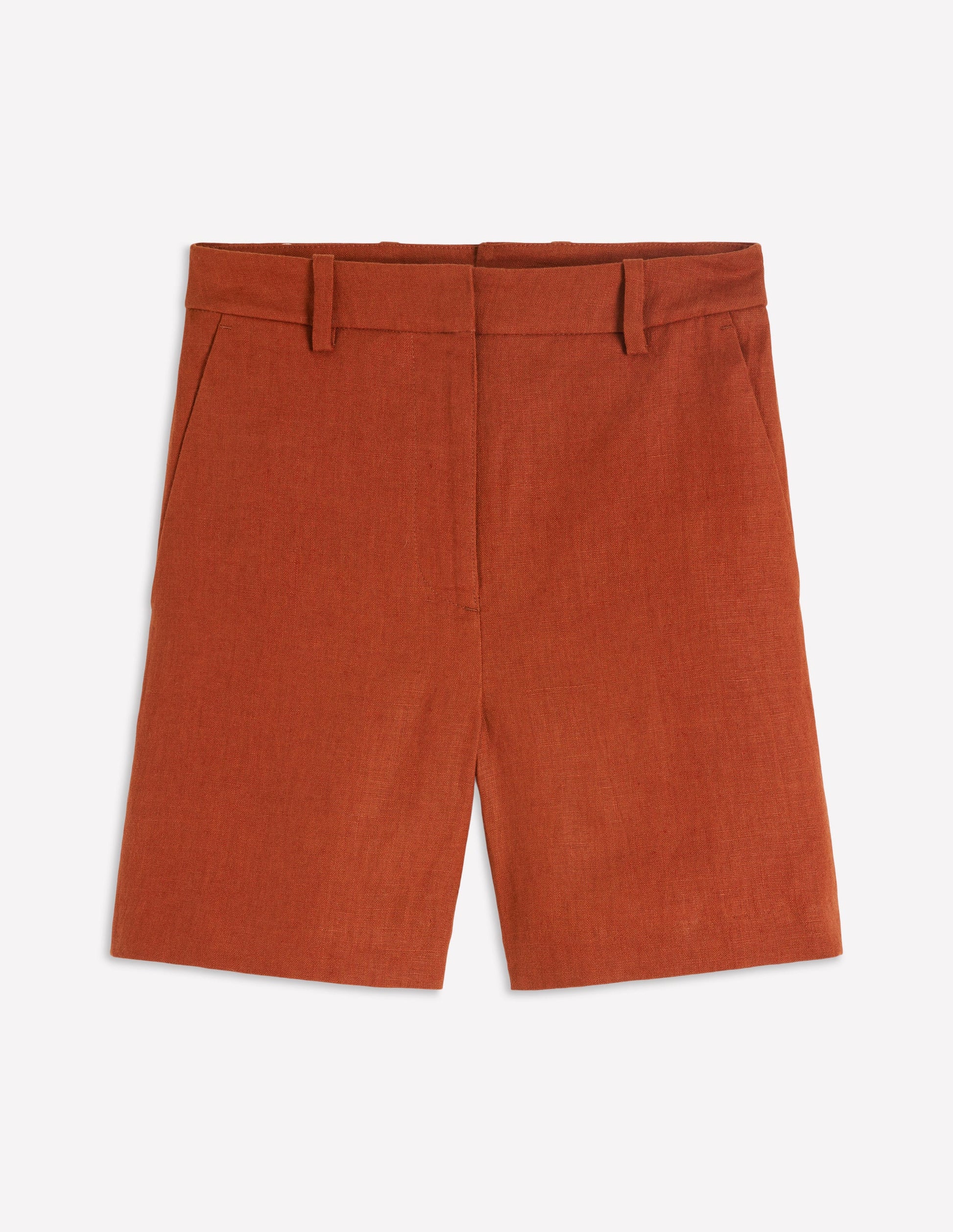 Belgravia Linen Shorts-Burnt Orange-5
