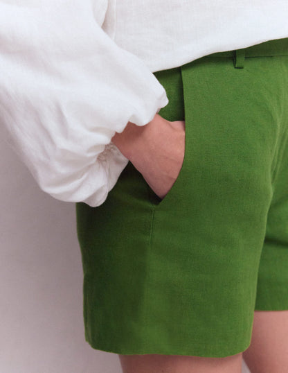 Belgravia Linen Shorts-Promenade Green-2