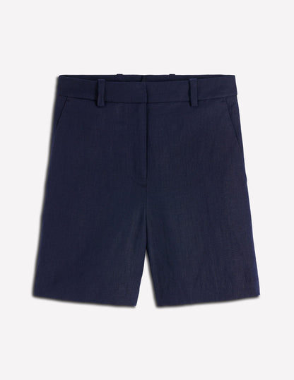 Belgravia Linen Shorts-Navy-6