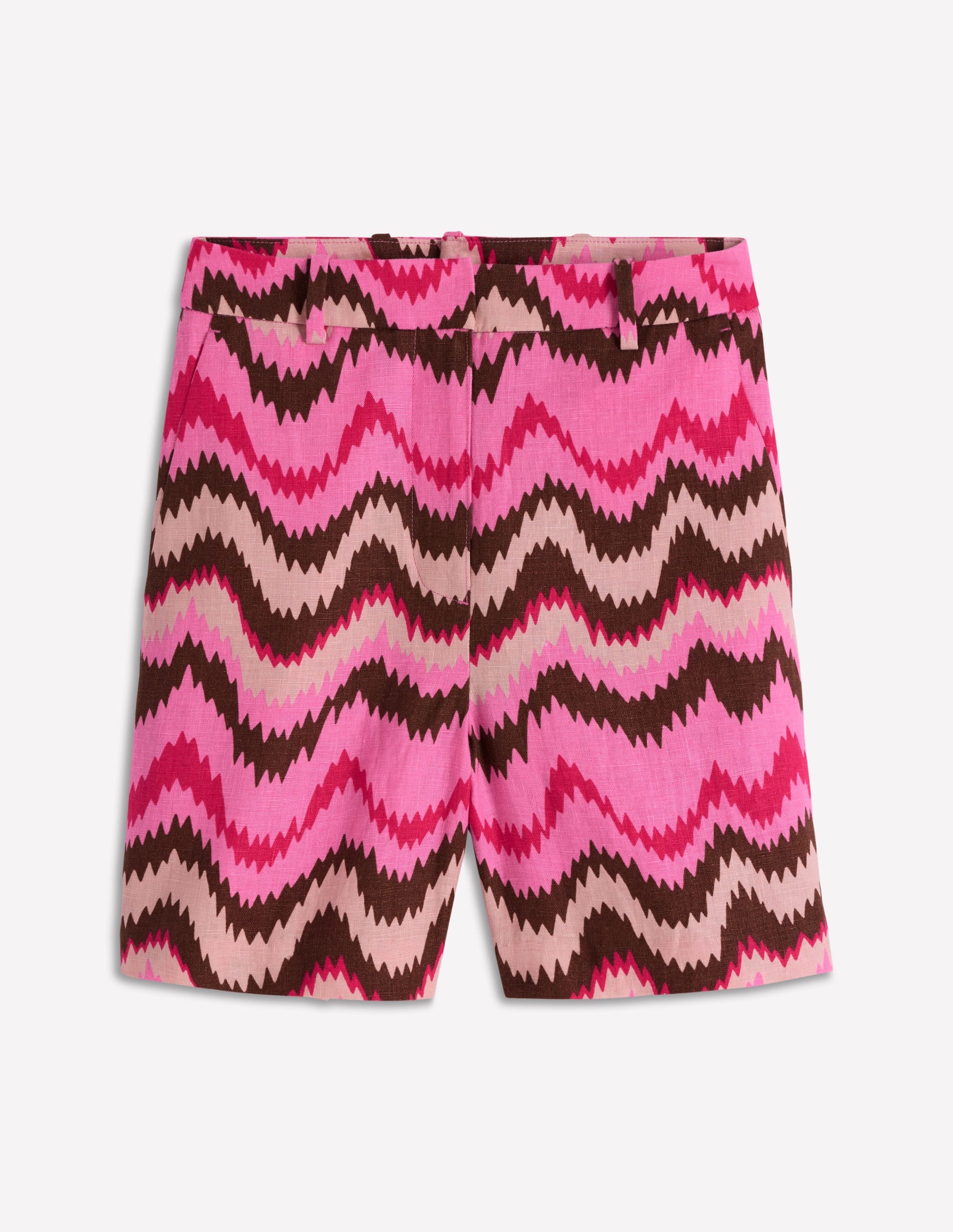 Belgravia Linen Shorts-Pink, Zig Zag Wave - Image 7