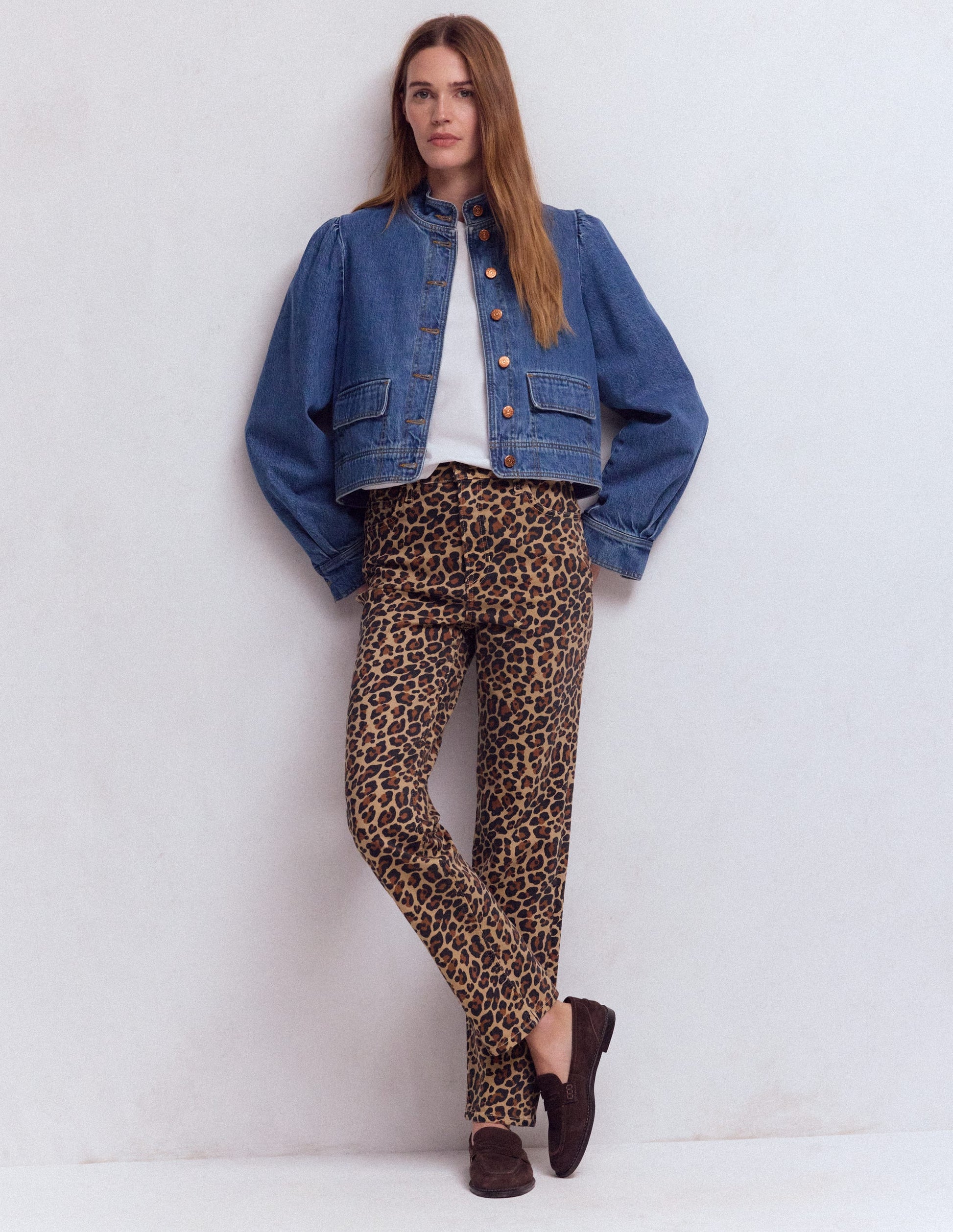 High Rise Straight Jeans-Animal Print-1