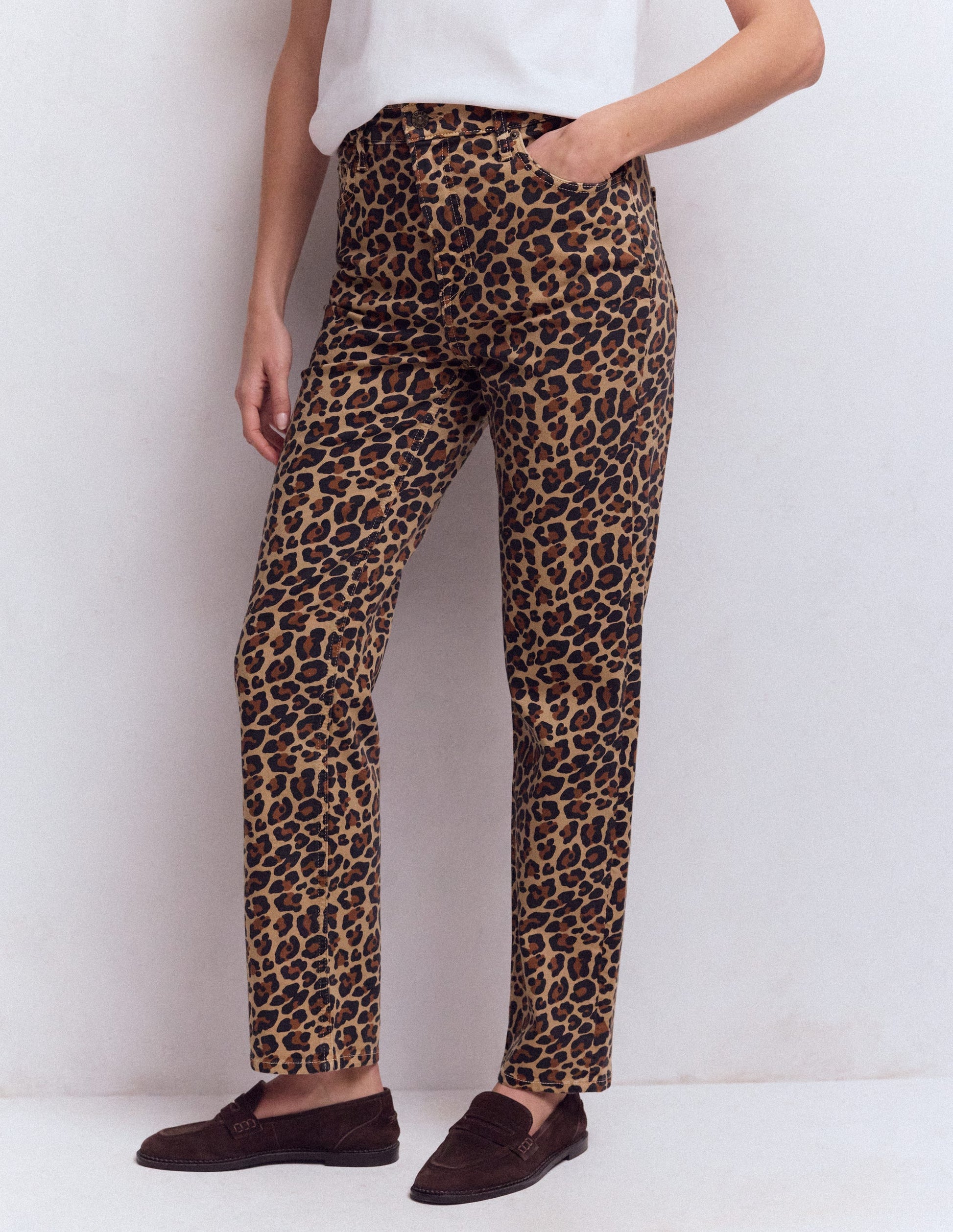 High Rise Straight Jeans-Animal Print-4