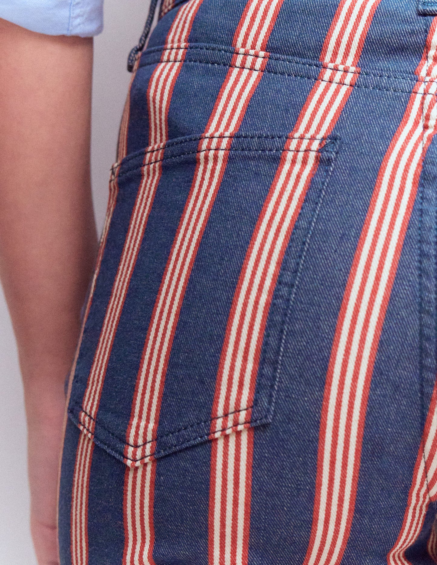 High Rise Straight Jeans-Navy & Red Stripe