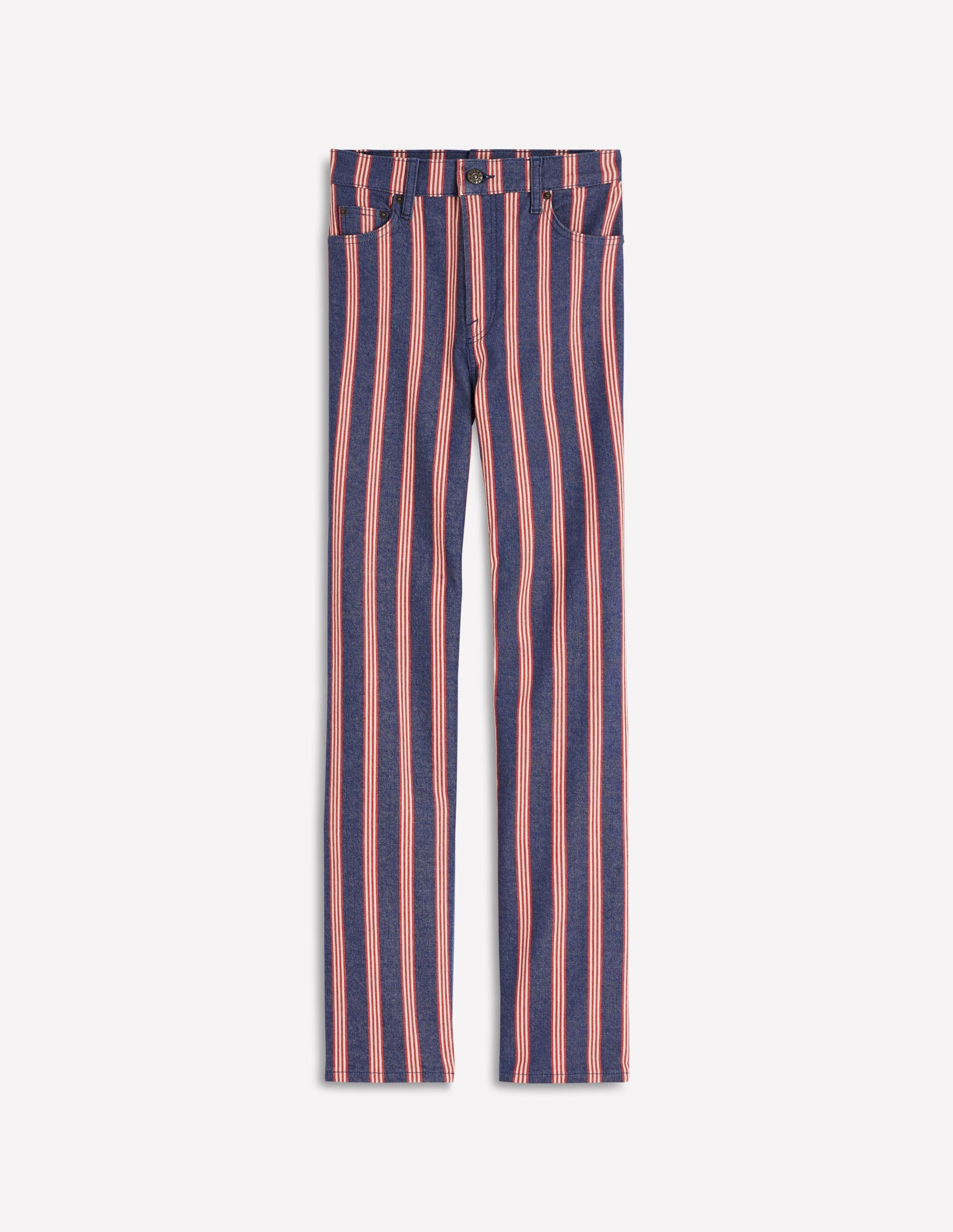 High Rise Straight Jeans-Navy & Red Stripe-6