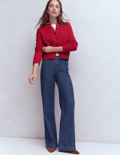 Pocket Detail Wide Leg Jeans-Mid Vintage-1