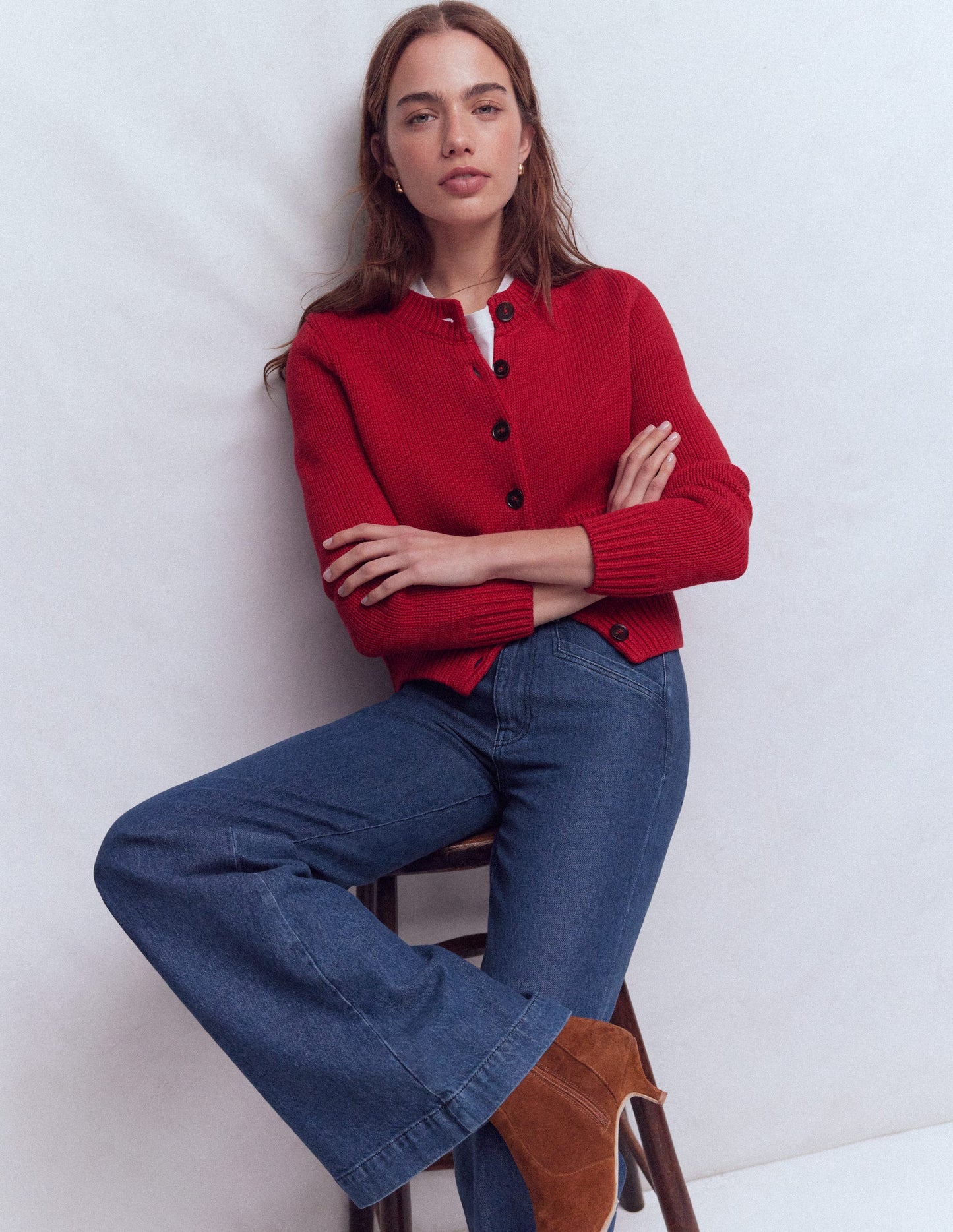 Pocket Detail Wide Leg Jeans-Mid Vintage