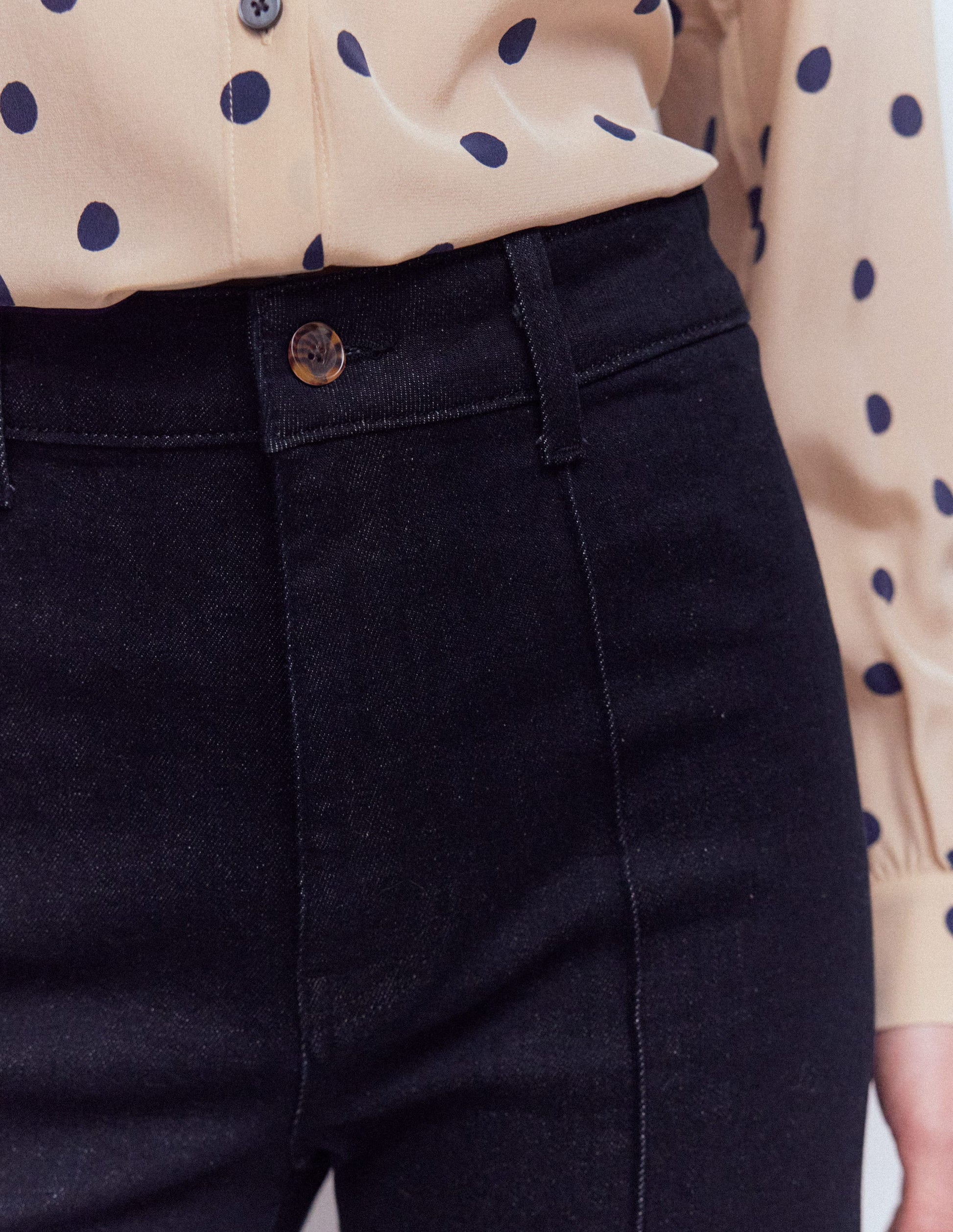 Pintuck Column Leg Jeans-Indigo Rinse-5