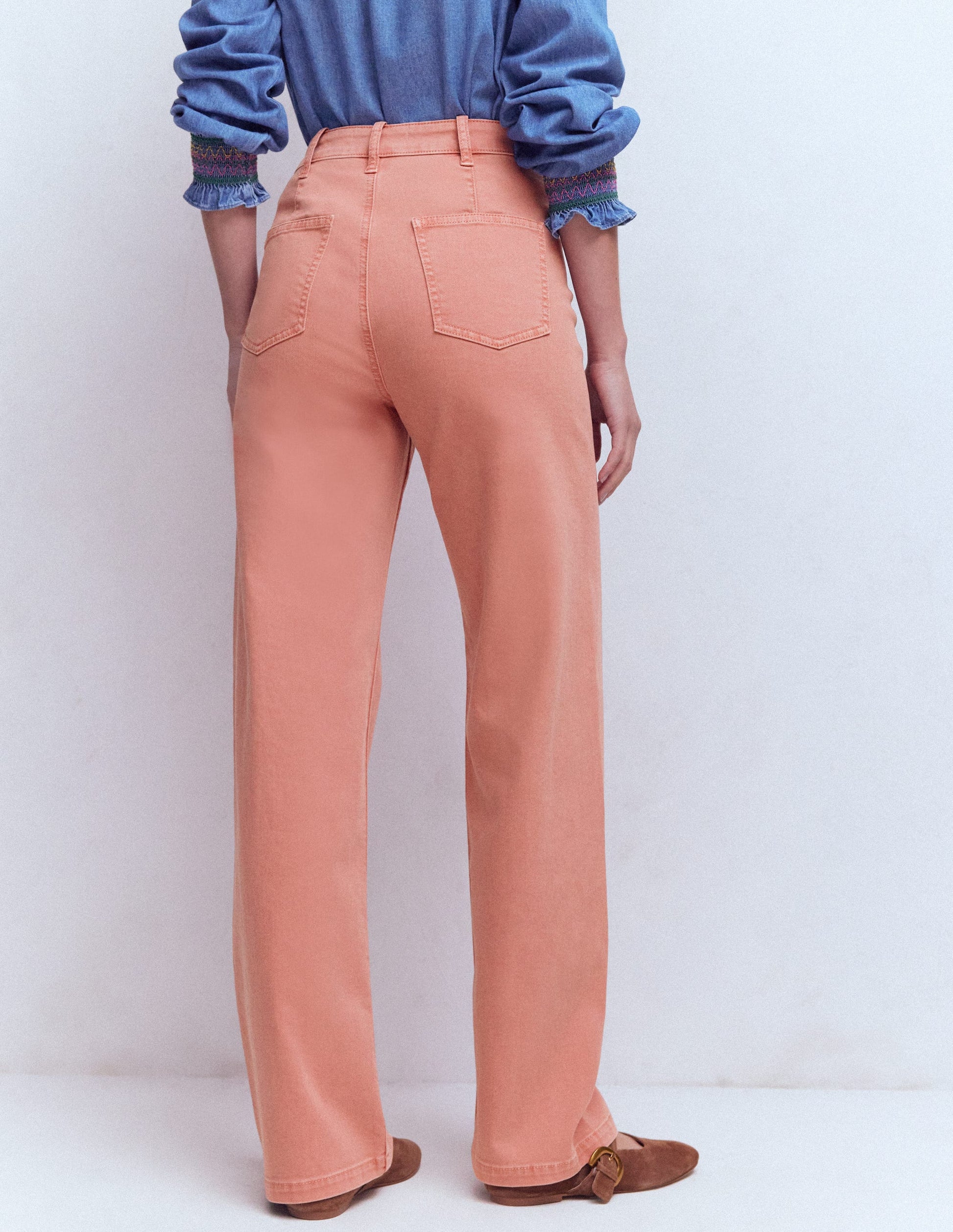 Pintuck Column Leg Jeans-Almond Pink-3