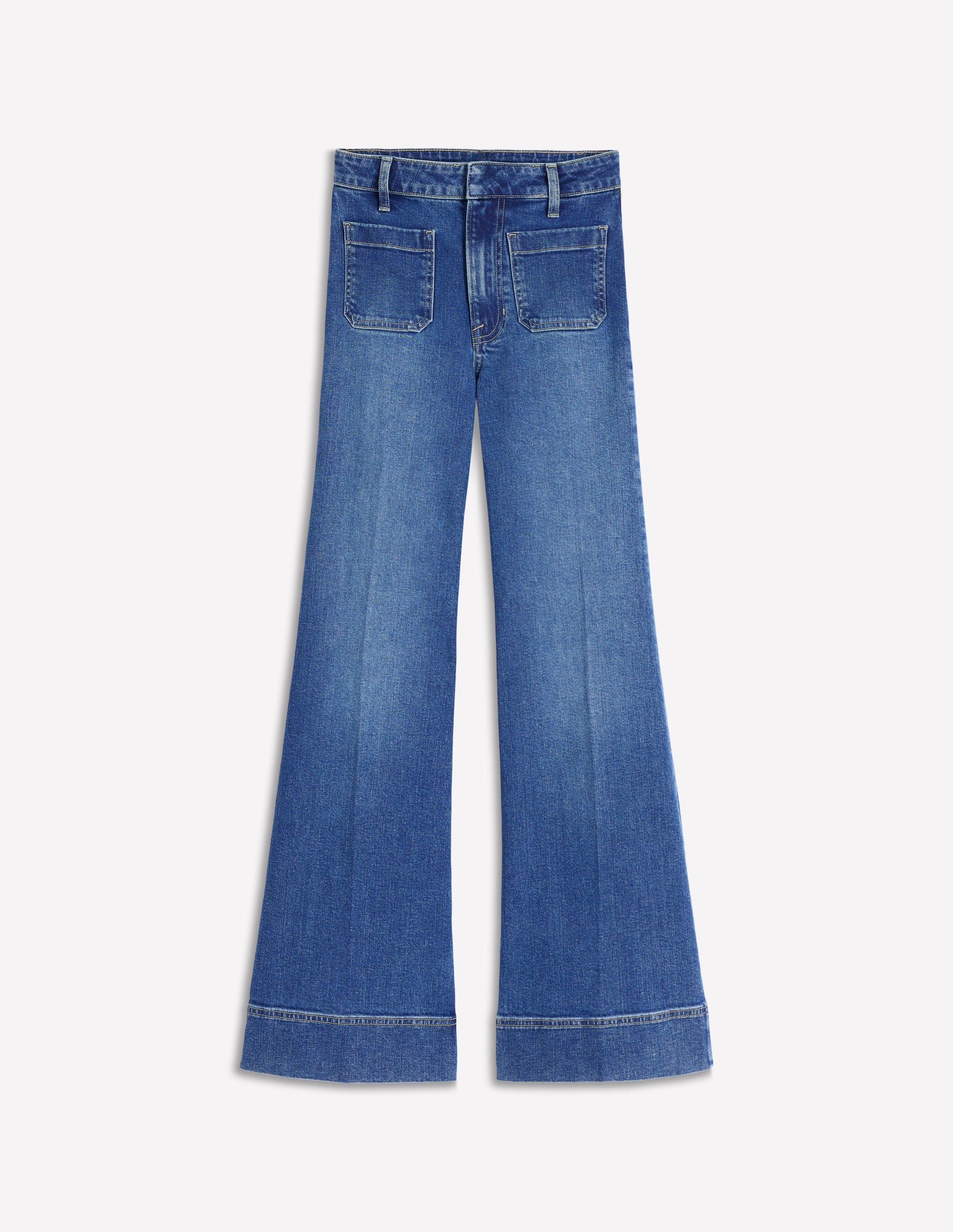 Patch Pocket Flare Jeans - Midwash | Boden UK