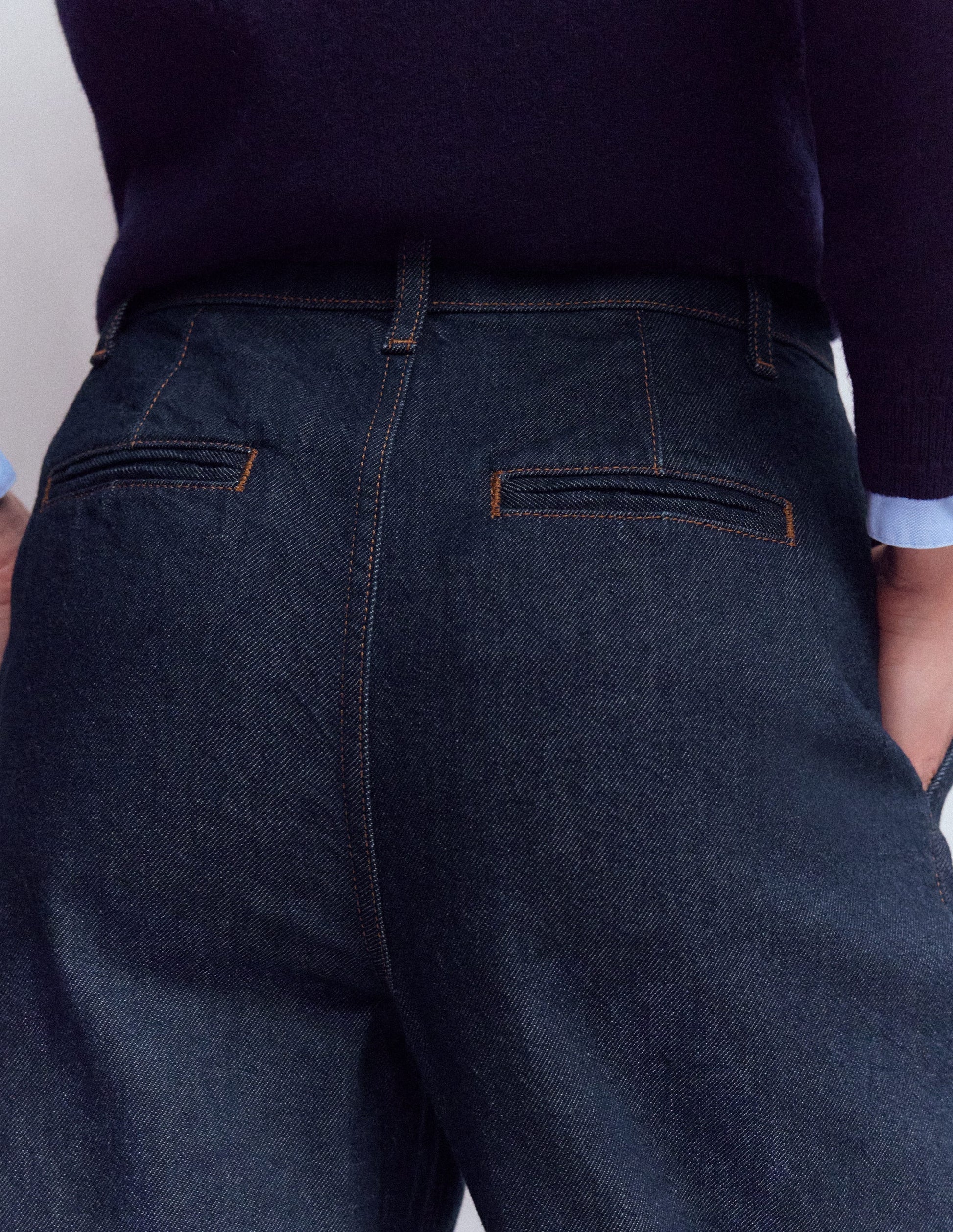 Pleated Wide Leg Jeans-Indigo Rinse-2