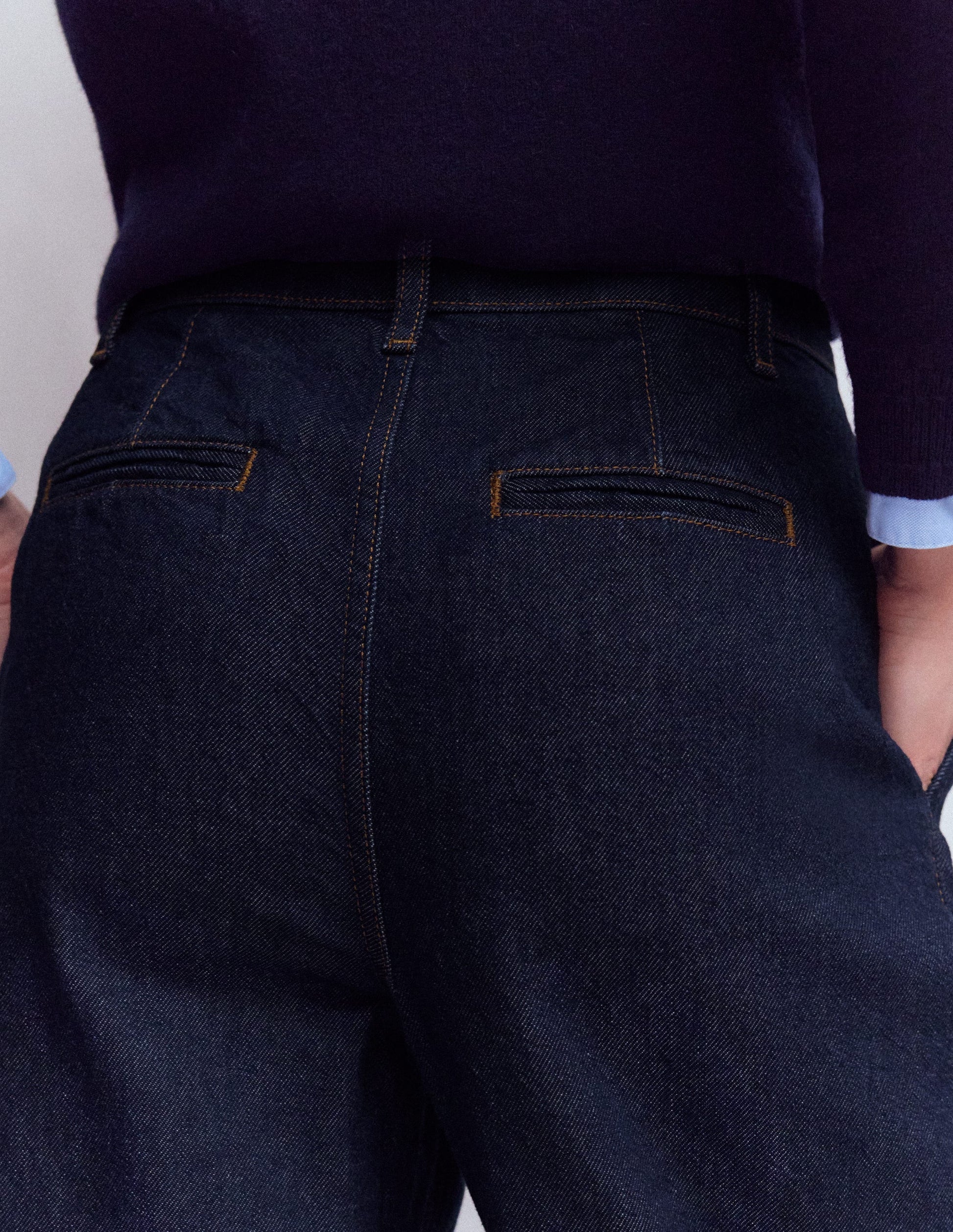Pleated Wide Leg Jeans-Indigo Rinse-2