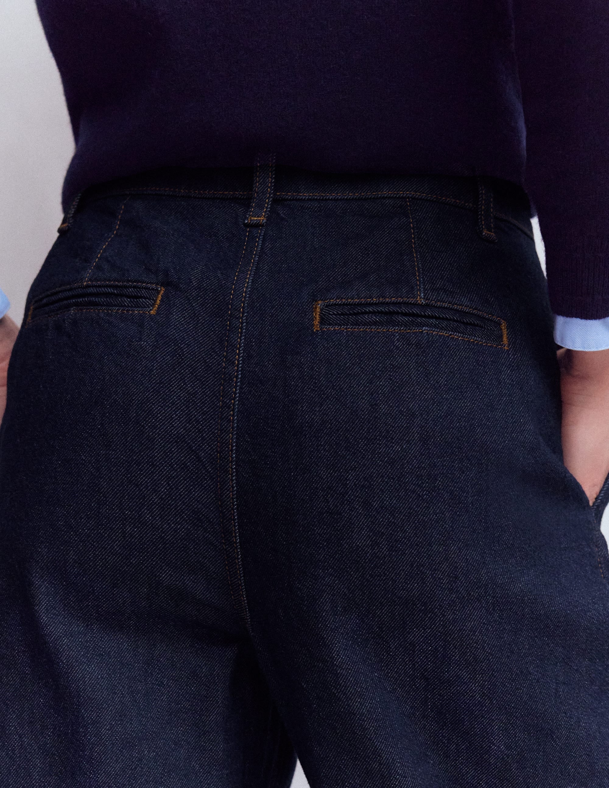 Pleated Wide Leg Jeans-Indigo Rinse - Image 2