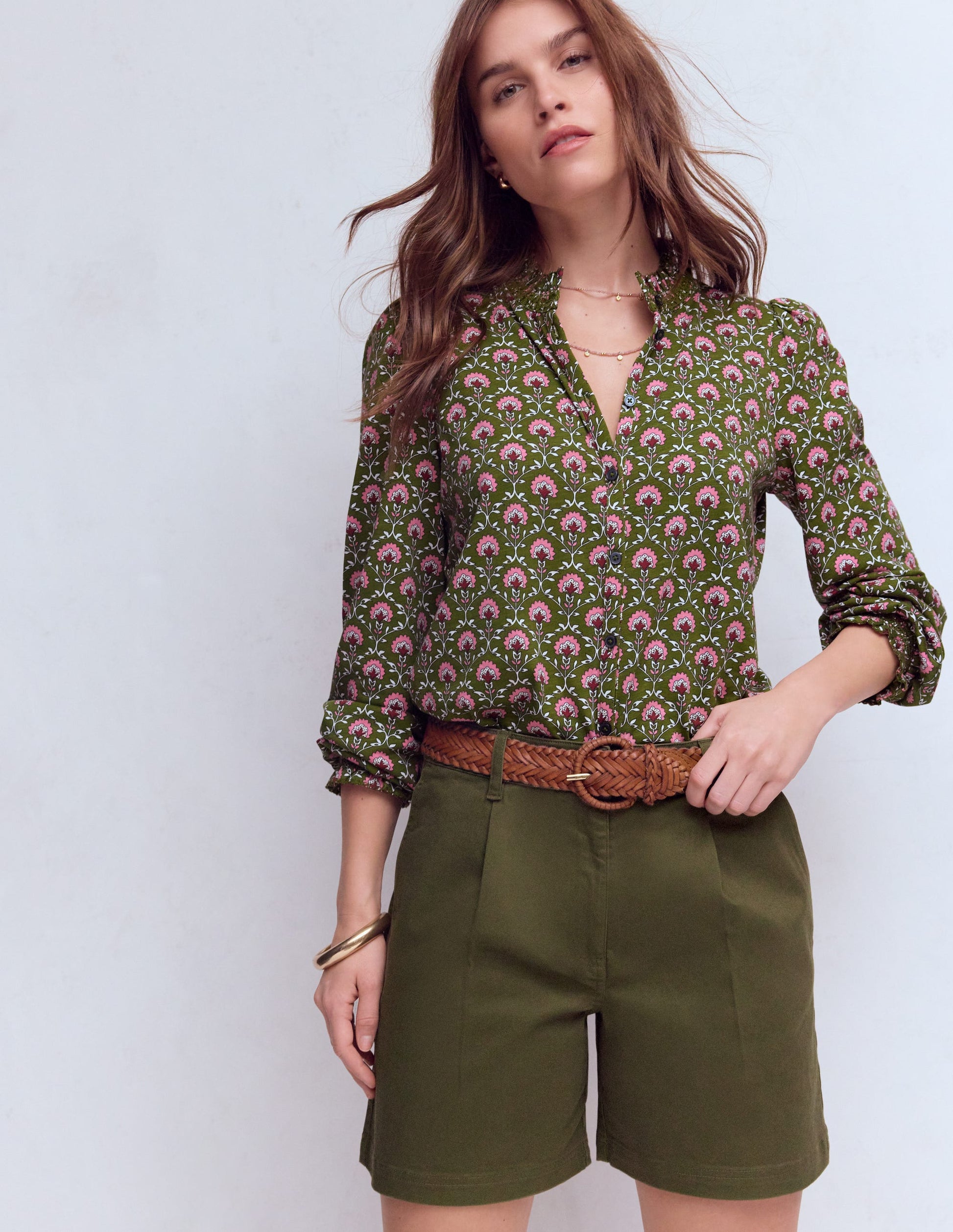 Chino Shorts-Woodland Green-1