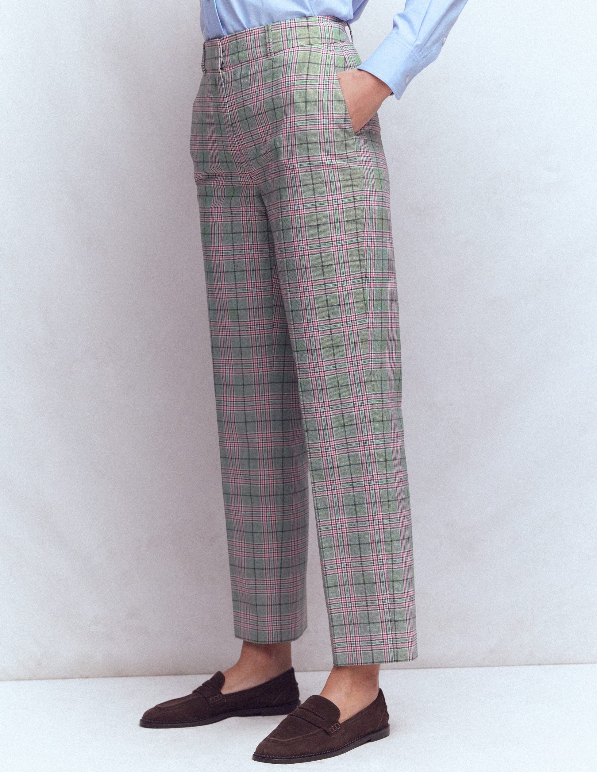 Canonbury Tailored Trousers-Green, Pink and Brown Check-5