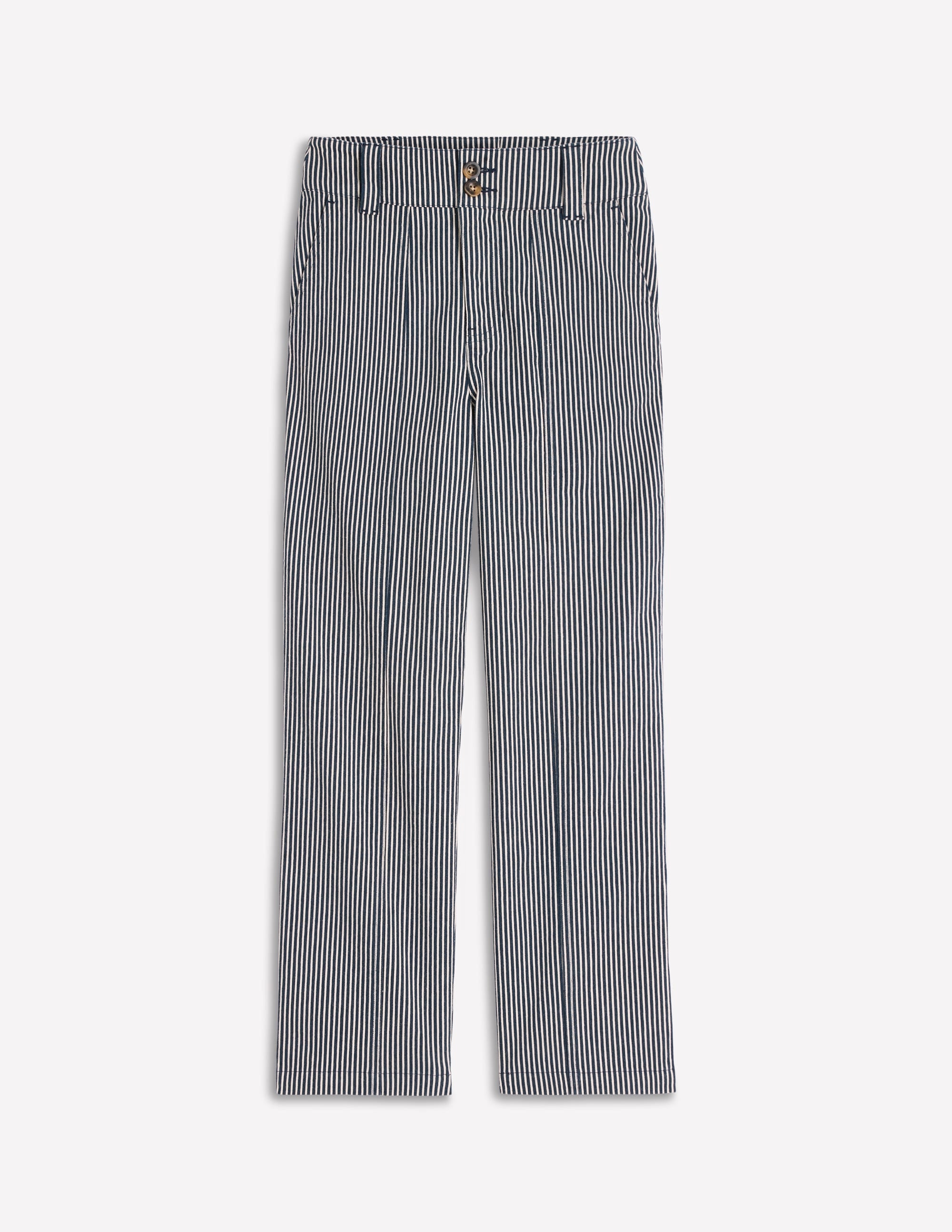 Straight Leg Chino Trousers-Blue and Ivory Stripe - Image 6