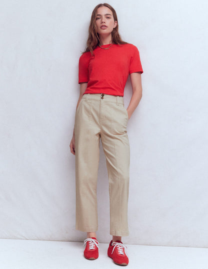 Straight Leg Chino Trousers-Almond Milk-1