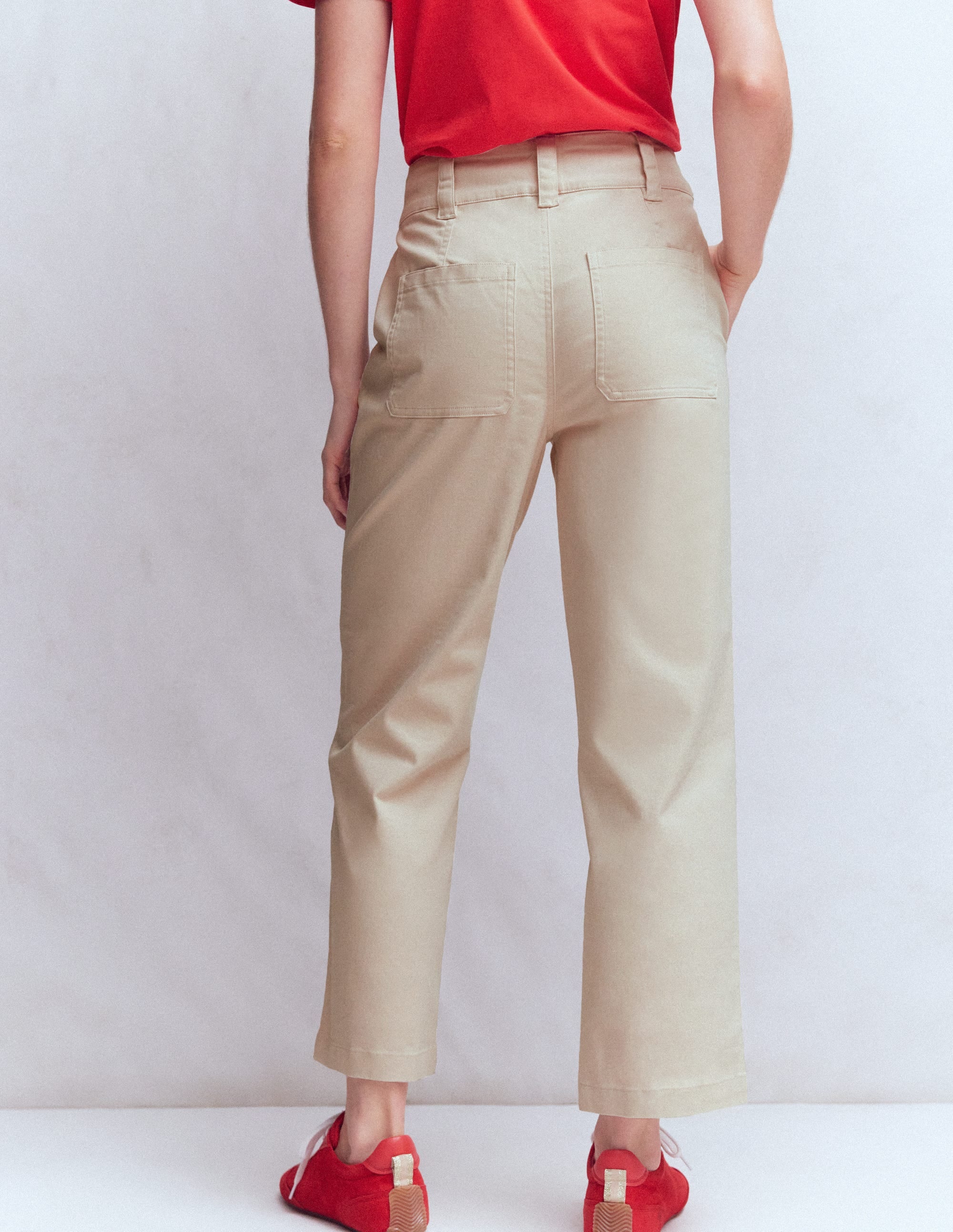 Straight Leg Chino Trousers-Almond Milk - Image 3