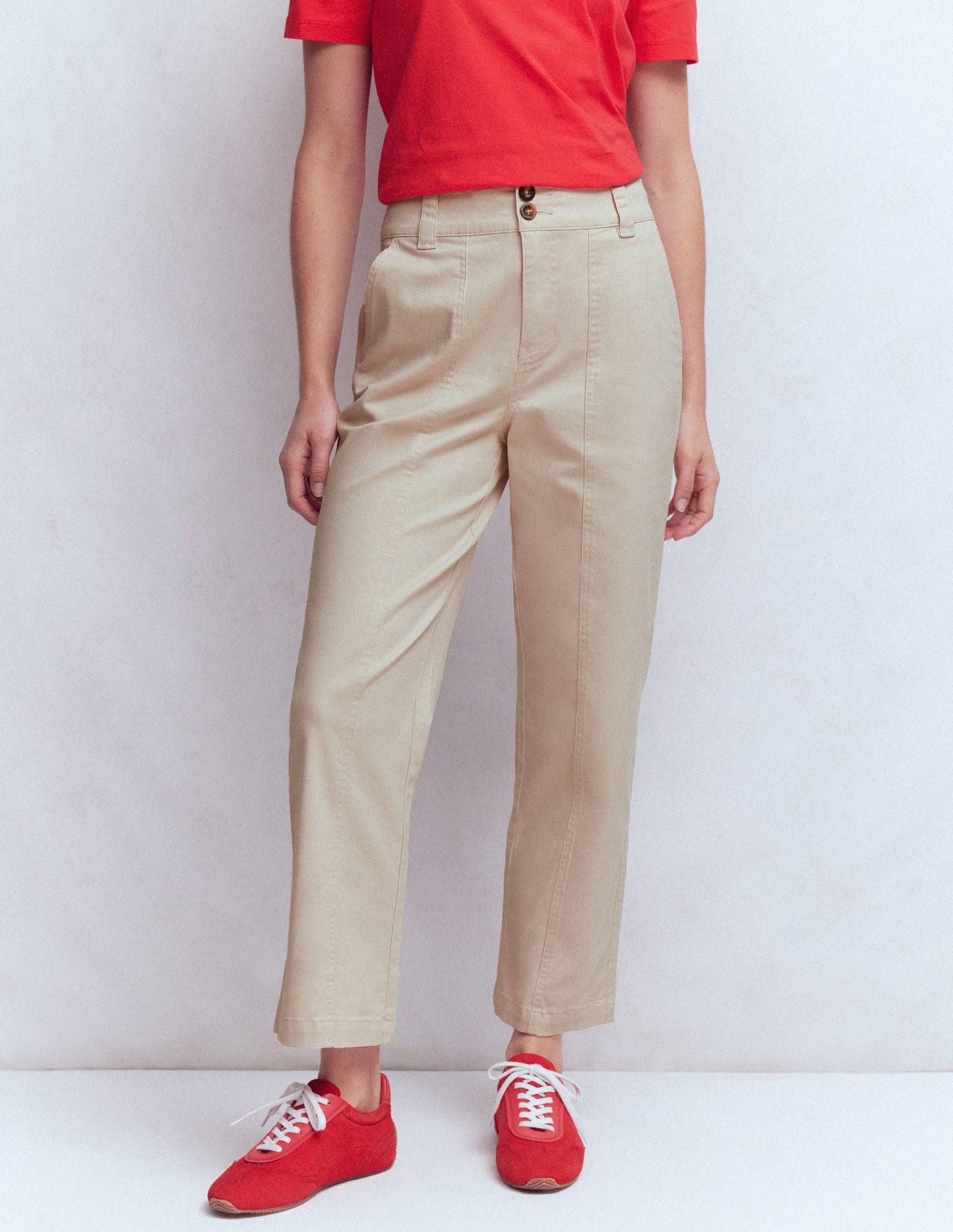 Straight Leg Chino Trousers-Almond Milk