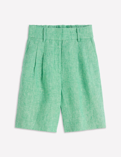 Kensington Linen Shorts-Aloe Green Chambray-7