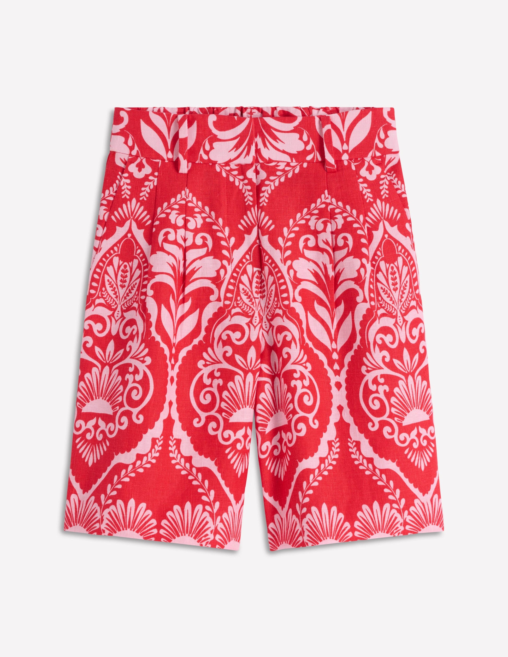 Kensington Linen Shorts-Red, Ornamental Garden-7