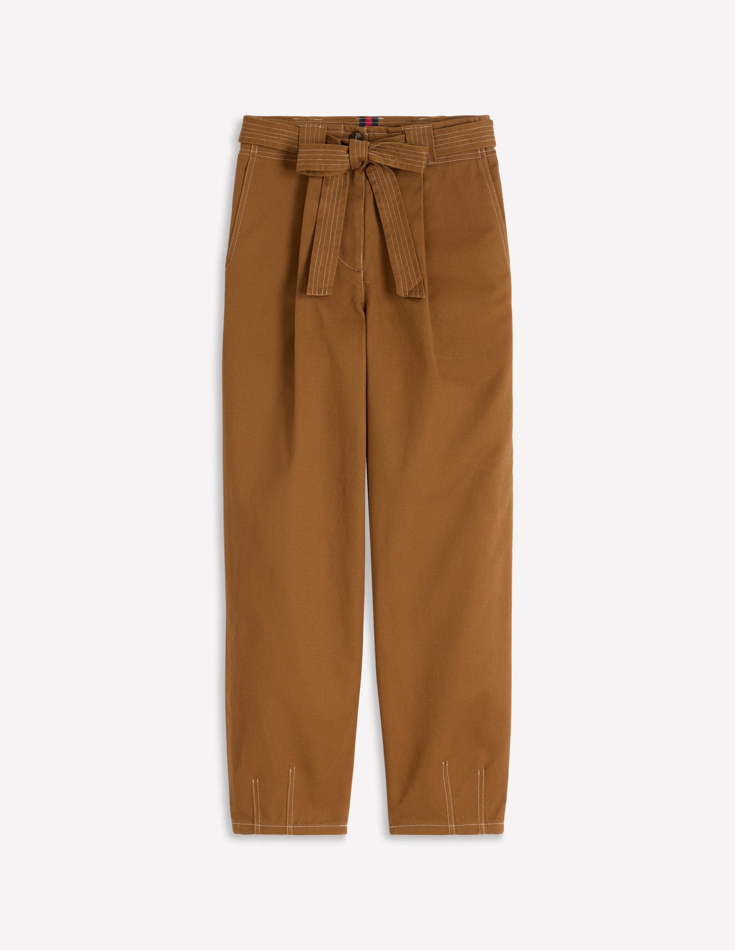 Belted Barrel Leg Trousers-GINGERBREAD