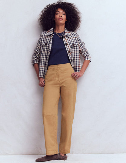 Barrel Leg Chino Trousers-Cappuccino-1