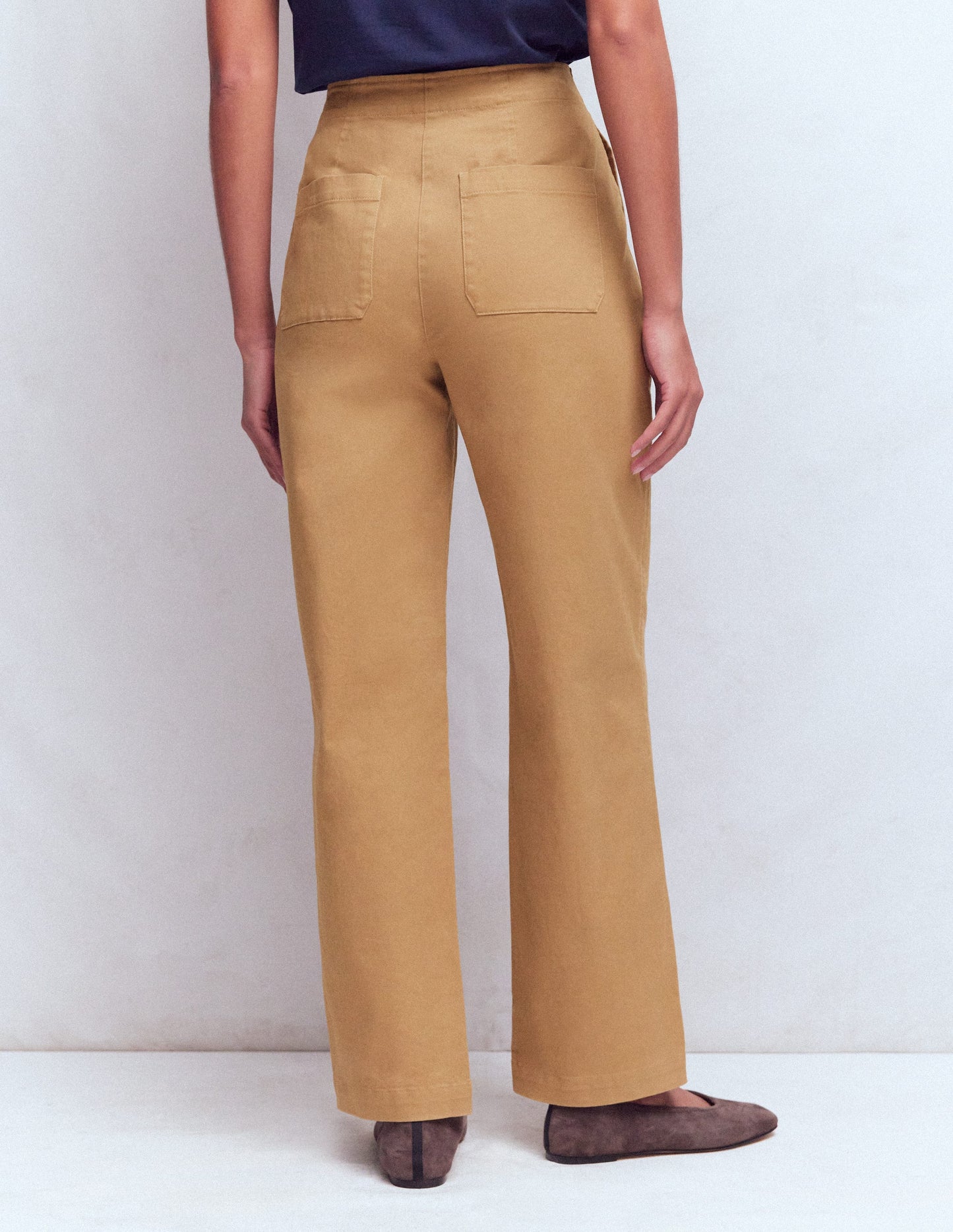 Barrel Leg Chino Trousers-Cappuccino
