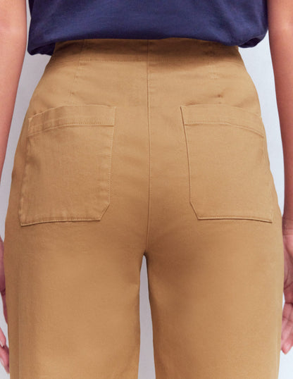 Barrel Leg Chino Trousers-Cappuccino-5