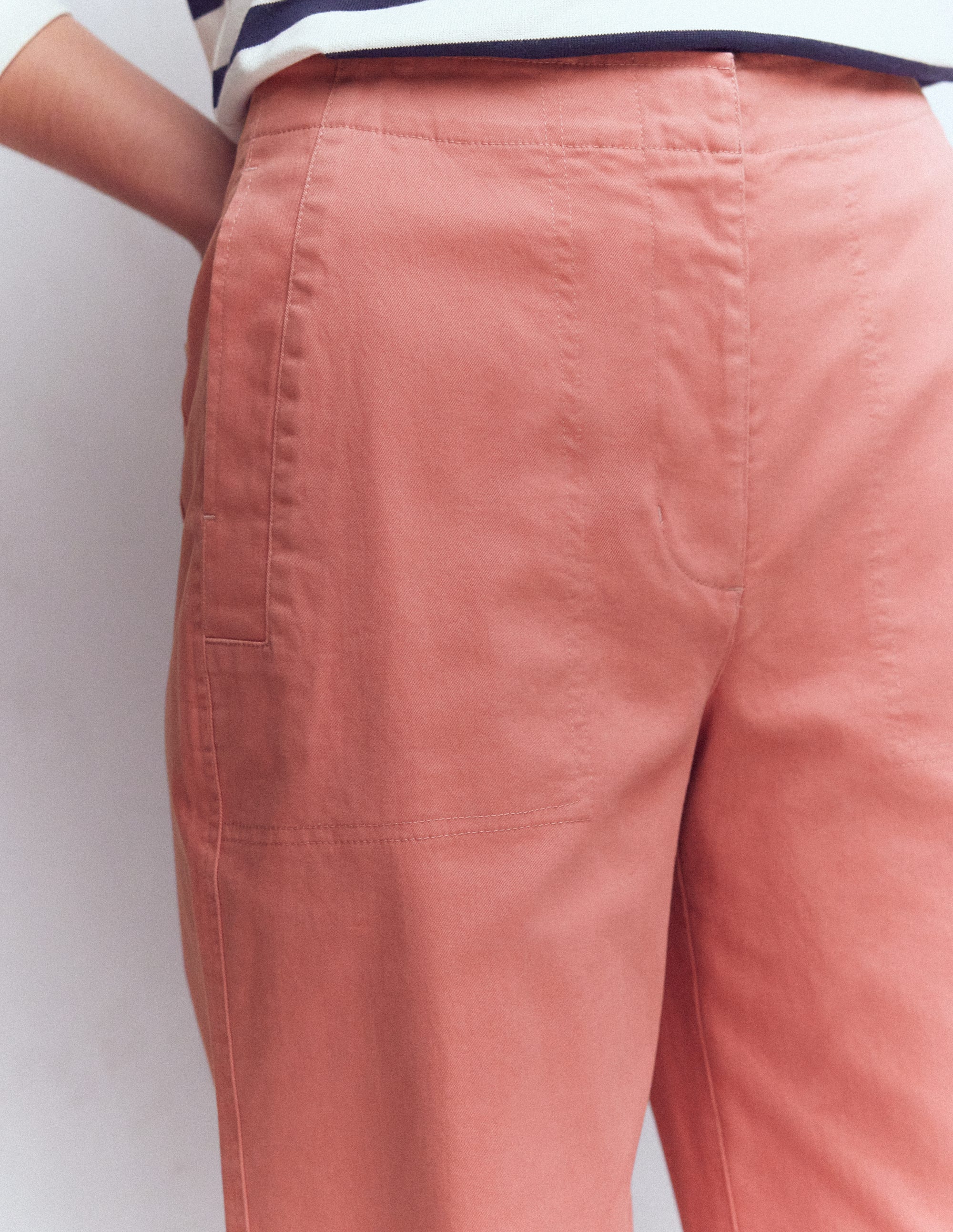 Barrel Leg Chino Trousers-Vintage Rose - Image 2