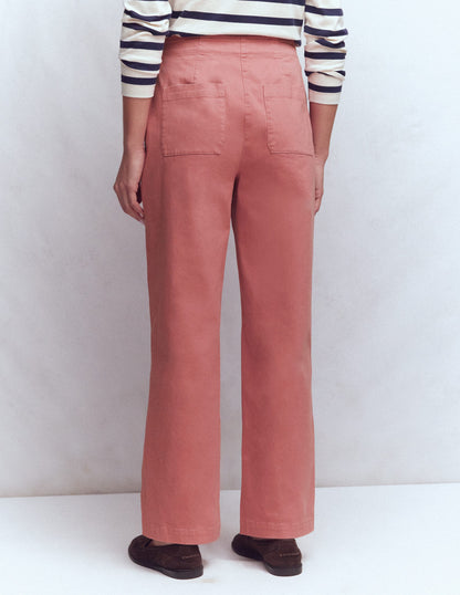 Cotton Straight Leg Trousers-Vintage Rose-3