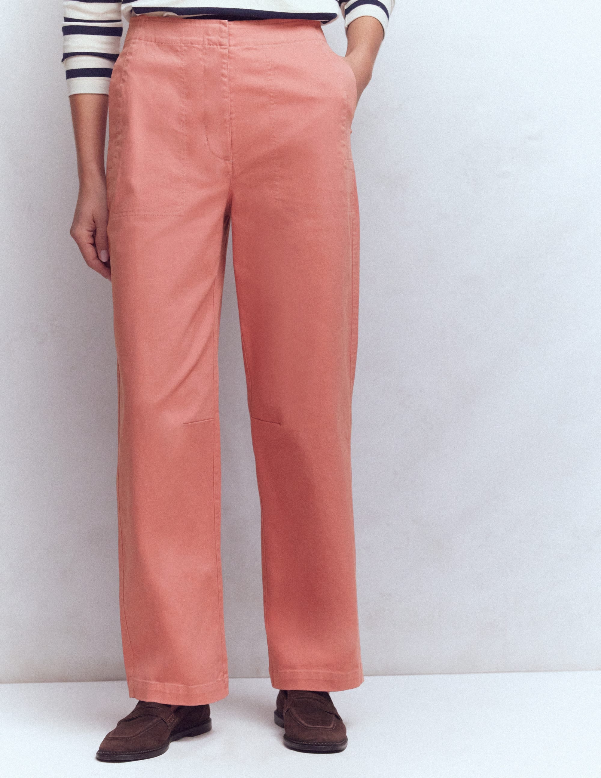 Barrel Leg Chino Trousers-Vintage Rose - Image 4