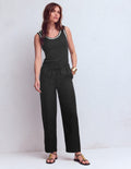 Islington Linen Crop Trousers-Black