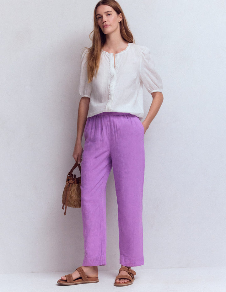 Double Cloth Crop Trousers-Amethyst Purple