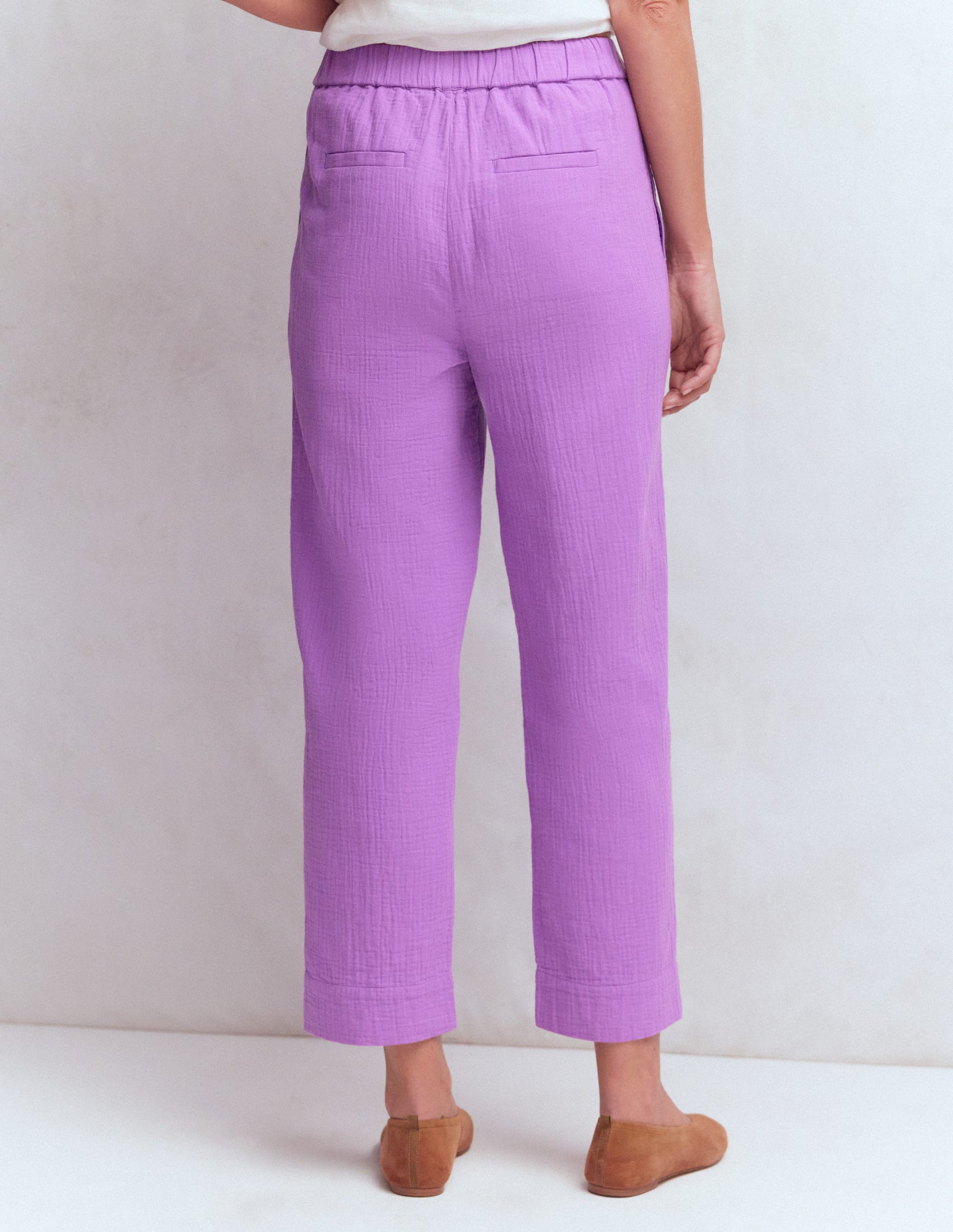 Double Cloth Crop Trousers-Amethyst Purple-3
