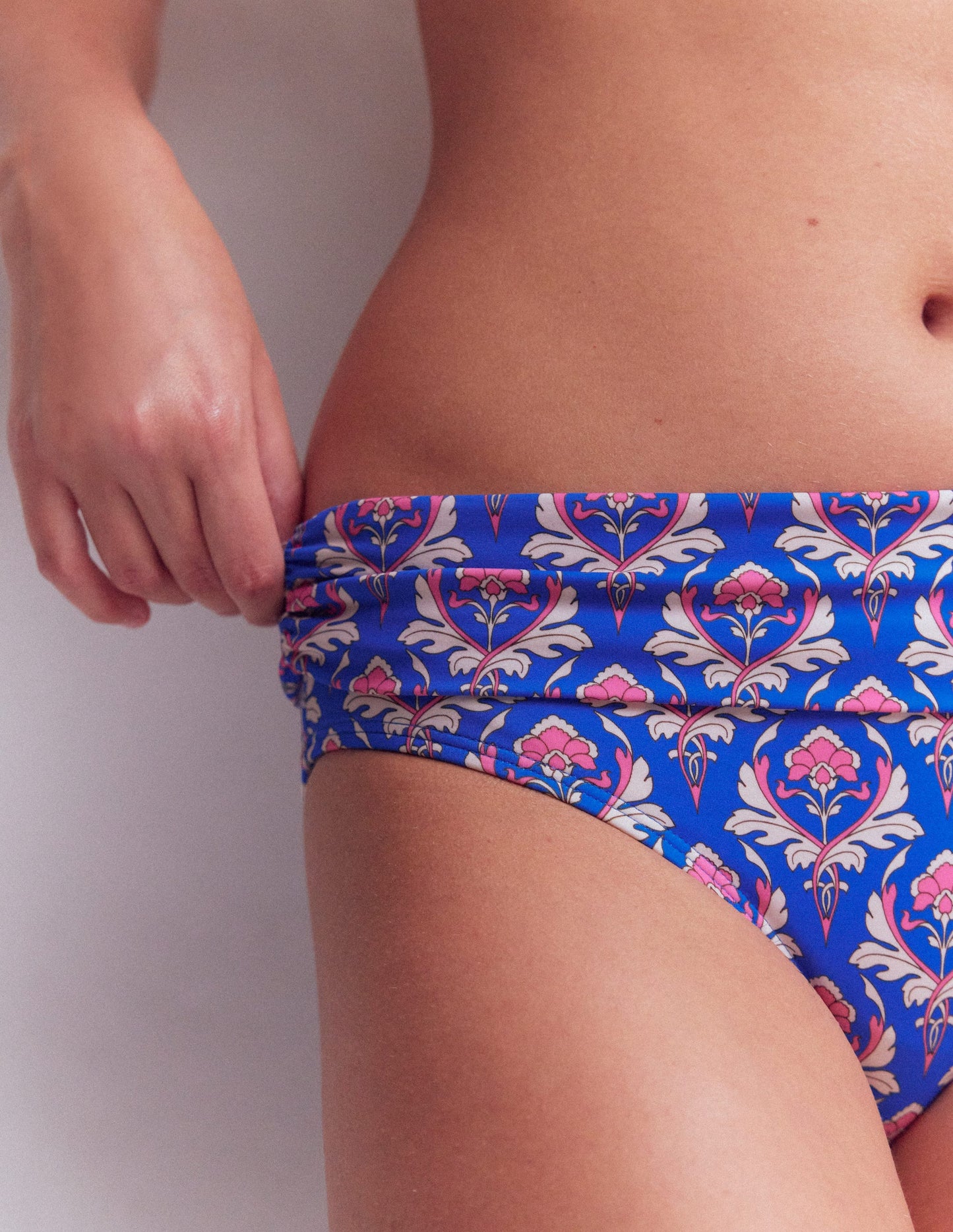Classic Fold Bikini Bottoms-Blue, Ornamental Stamp