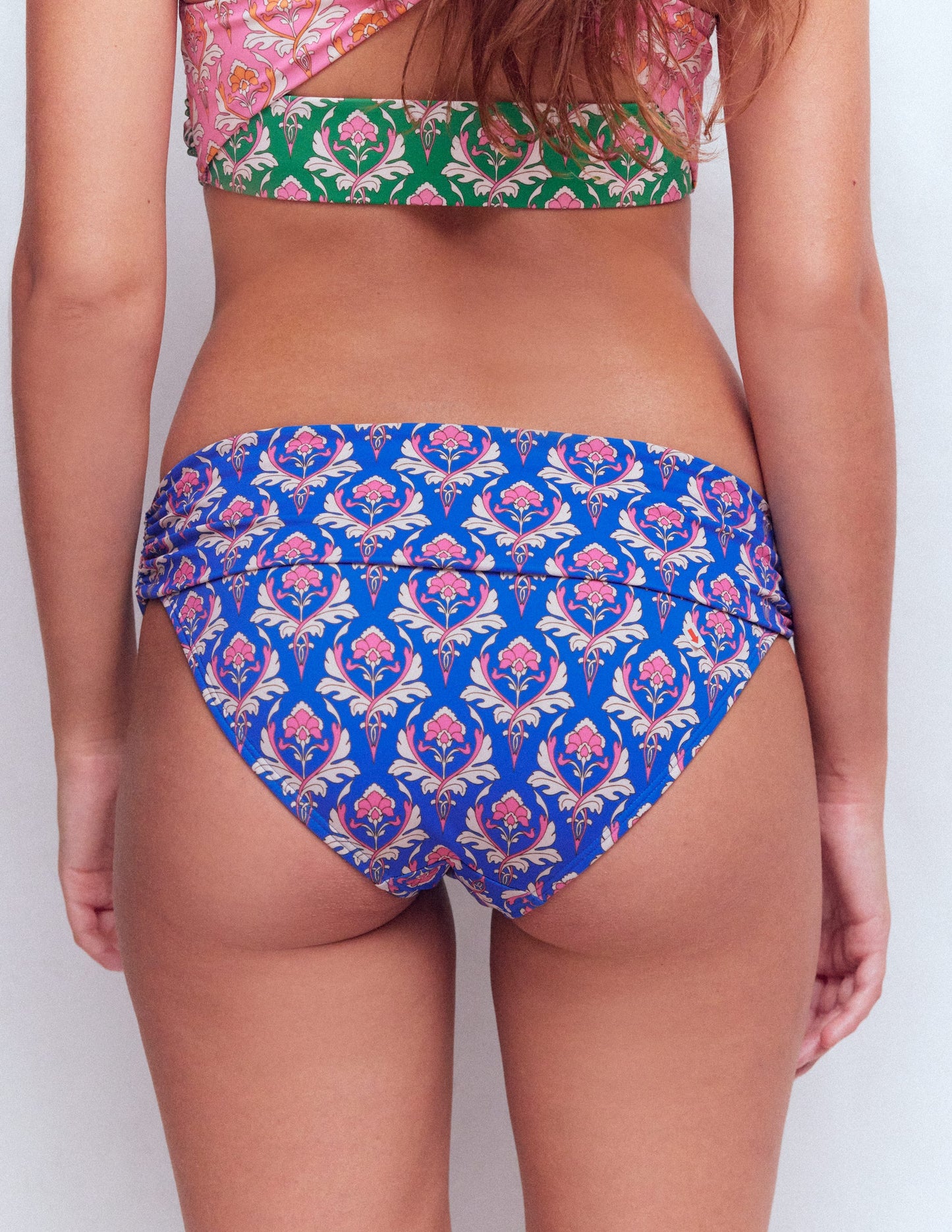 Classic Fold Bikini Bottoms-Blue, Ornamental Stamp