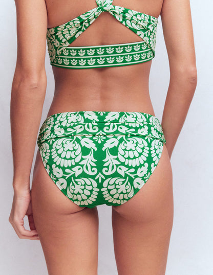 Classic Fold Bikini Bottoms-Rich Emerald, Ornate Floret-3