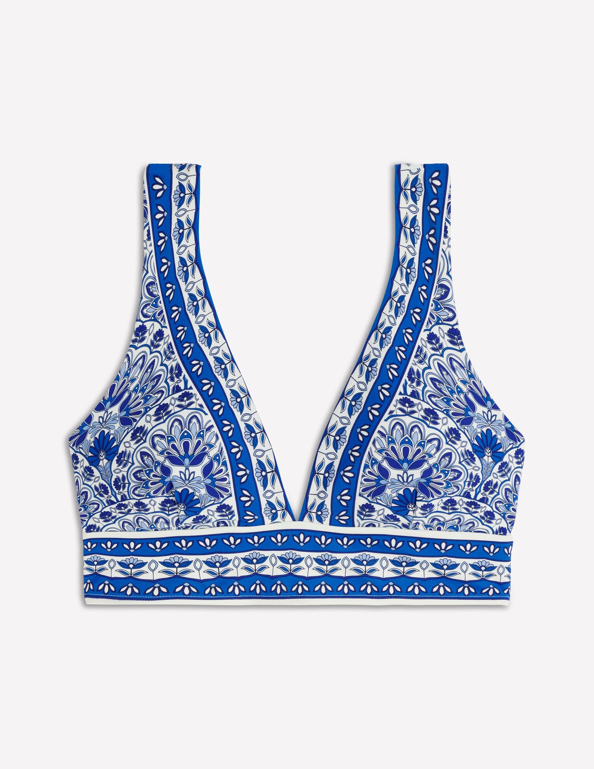 Porto V-neck Bikini Top-Blue, Elaborate Terrace-6