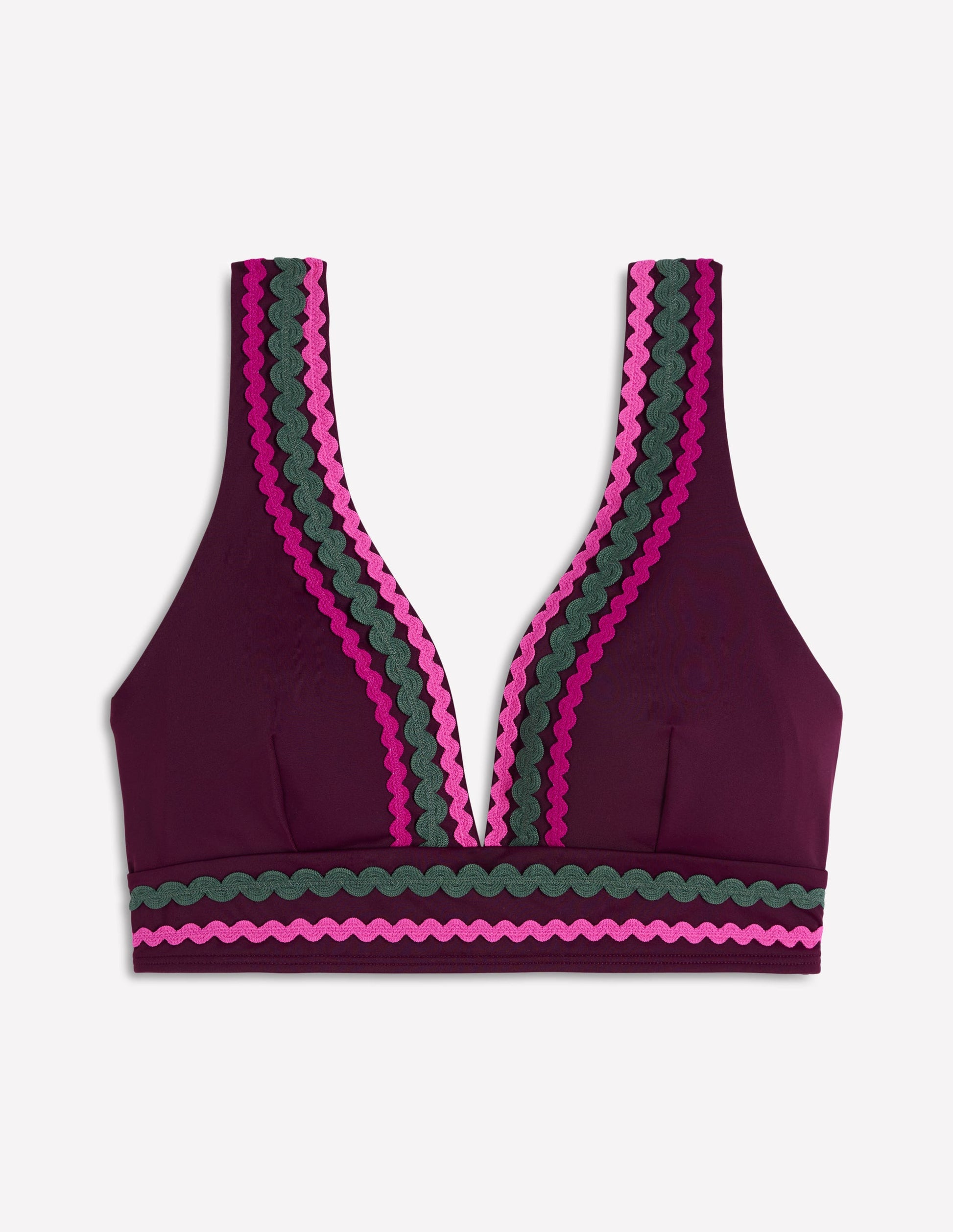 Porto V-neck Bikini Top-Chocberry-5