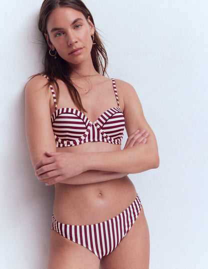 Classic Bikini Bottoms-Chocberry, Ivory Stripe-1