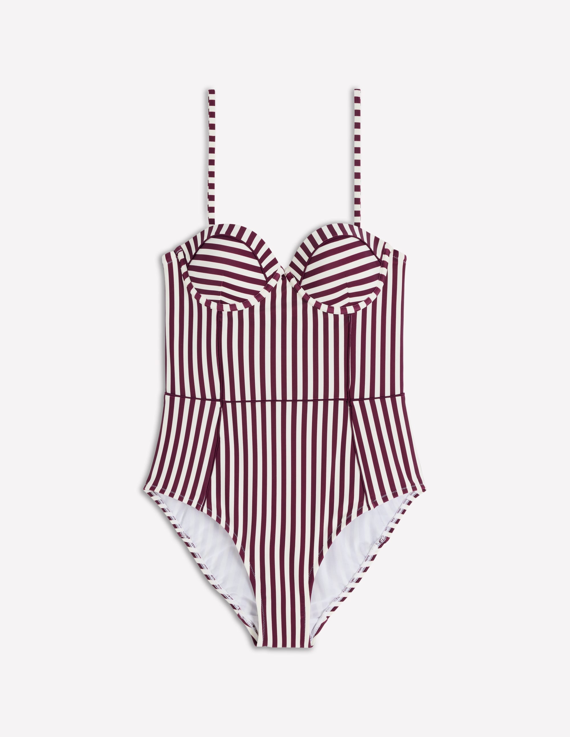 Rhodes Cup Sized Swimsuit-Chocberry, Ivory Stripe - Image 6