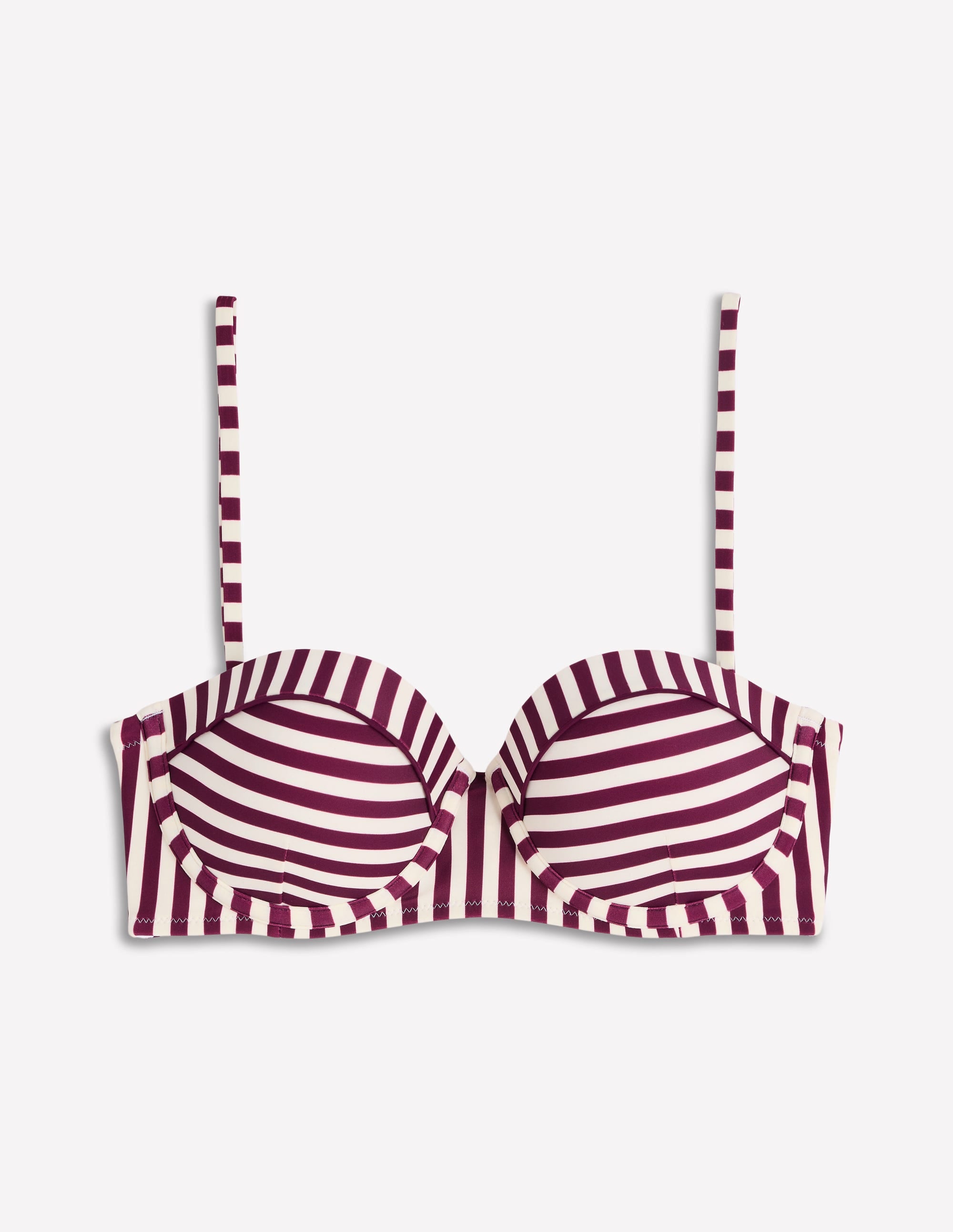 Rhodes Cup Sized Bikini Top-Chocberry, Ivory Stripe - Image 4