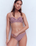 Rhodes Cup Sized Bikini Top-Chocberry, Ivory Stripe