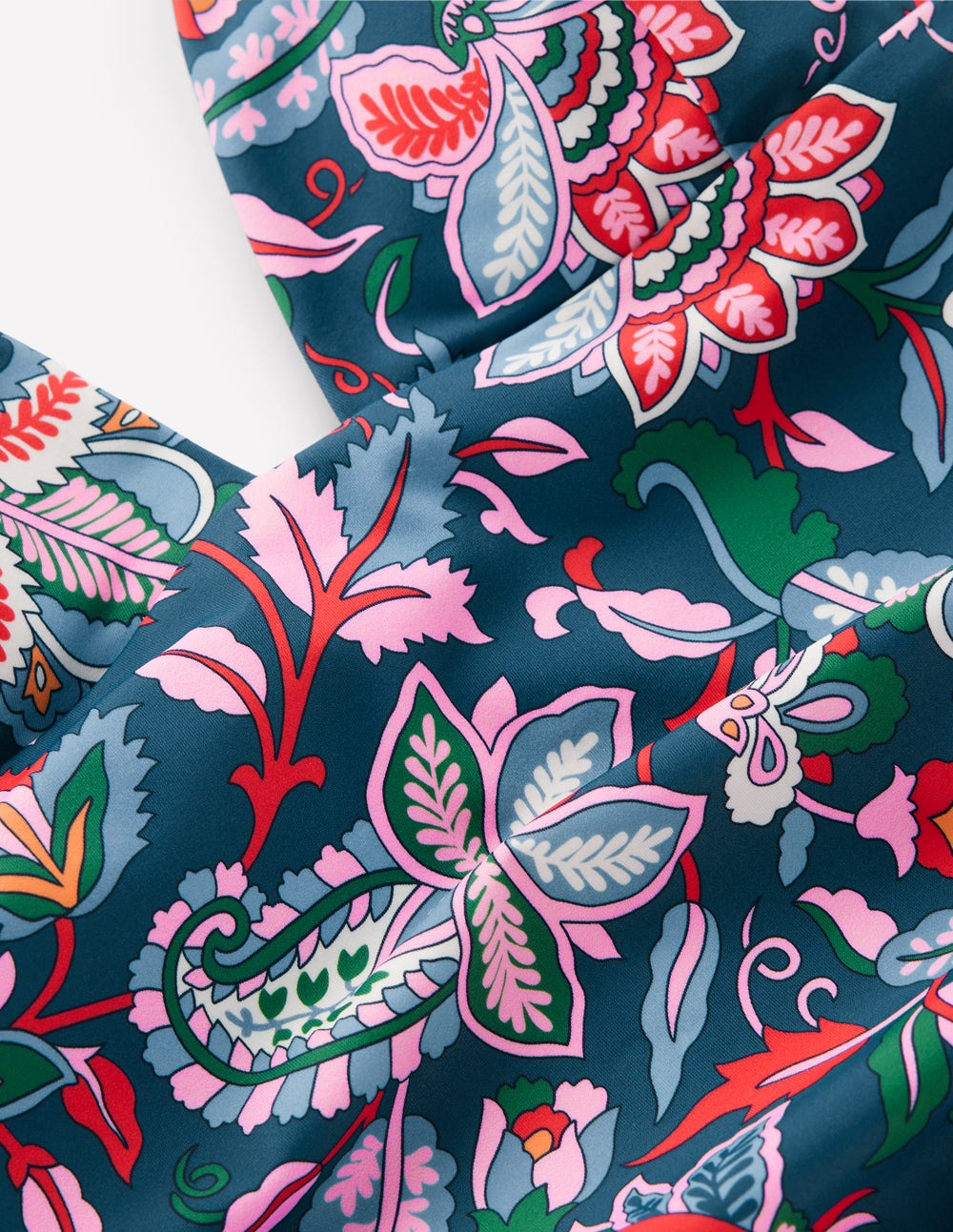 Mykonos Deep V Swimsuit-Dark Blue, Botanical Trail