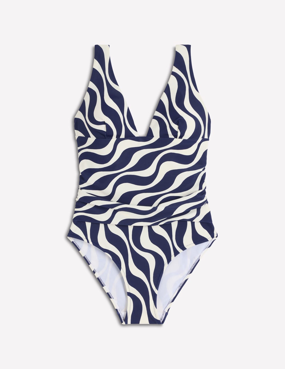 Mykonos Deep V Swimsuit-Navy, Rhythmic Wave - Image 5