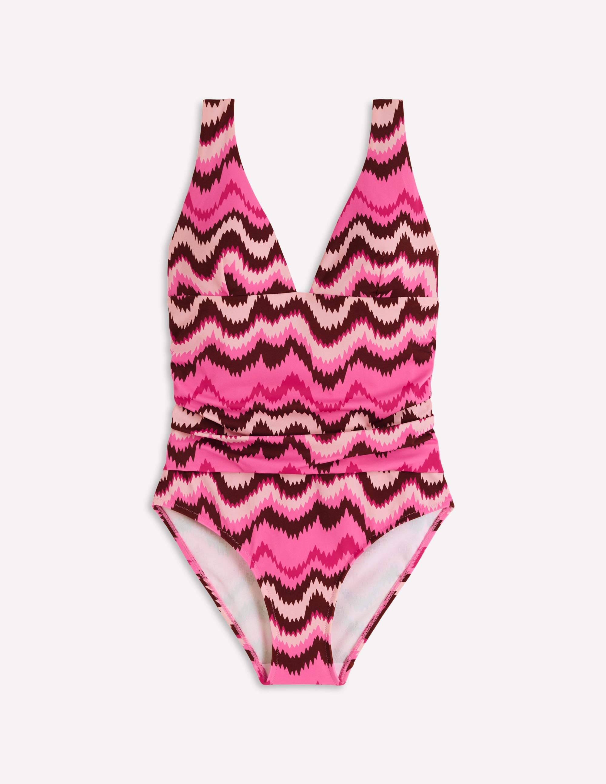 Mykonos Deep V Swimsuit-Pink Punch, Zig Zag Wave - Image 8