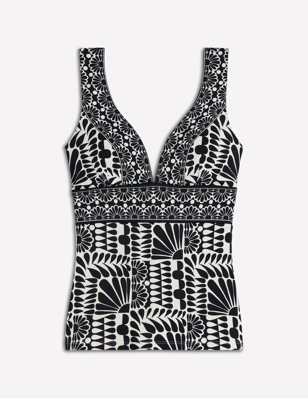 Porto Tankini Top-Black, Geo Stamp