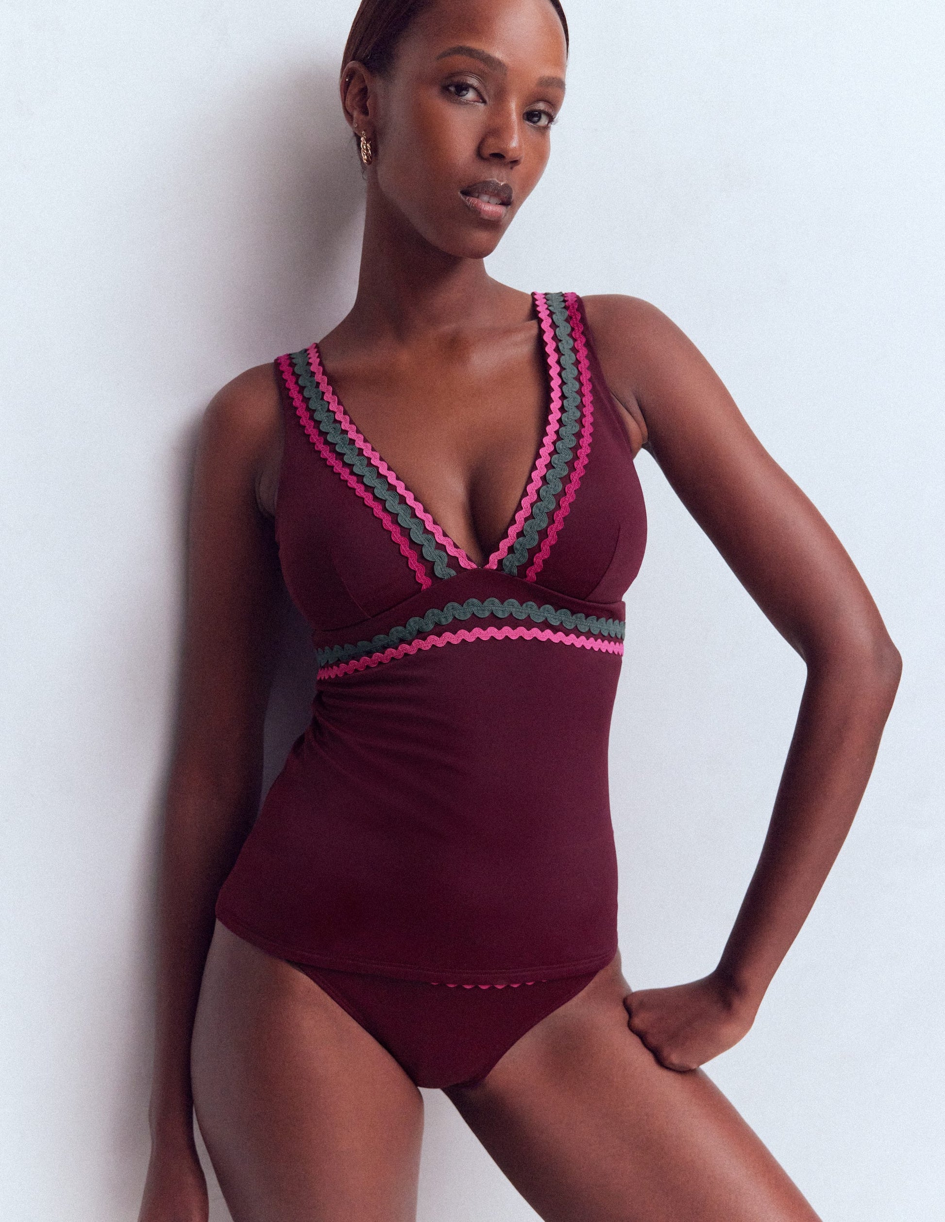 Porto Tankini Top-Chocberry, Rik rak-1