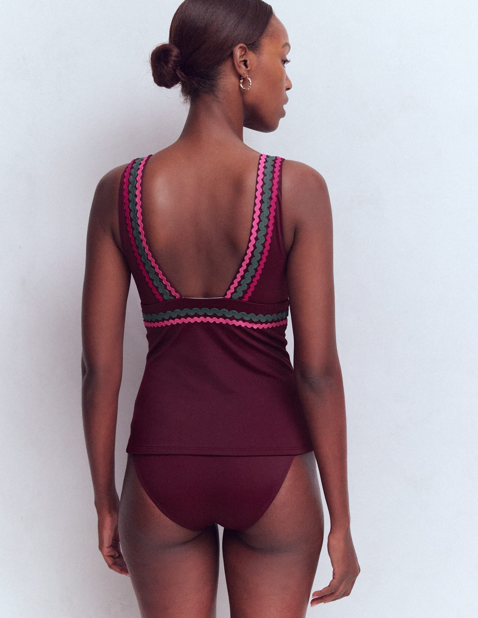 Porto Tankini Top-Chocberry, Rik rak - Image 3
